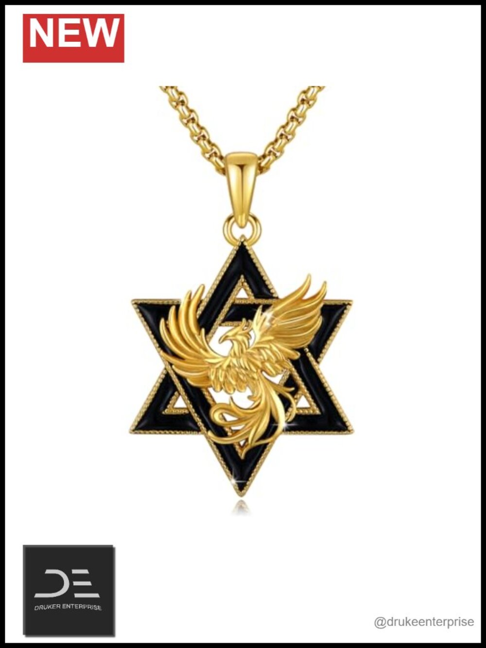 Sterling Silver Star of David Necklace Phoenix Pendant Jewish Jewelry Men Women